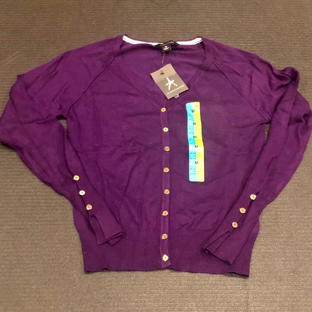 NWT Purple Button Down Cardigan- size Medium
